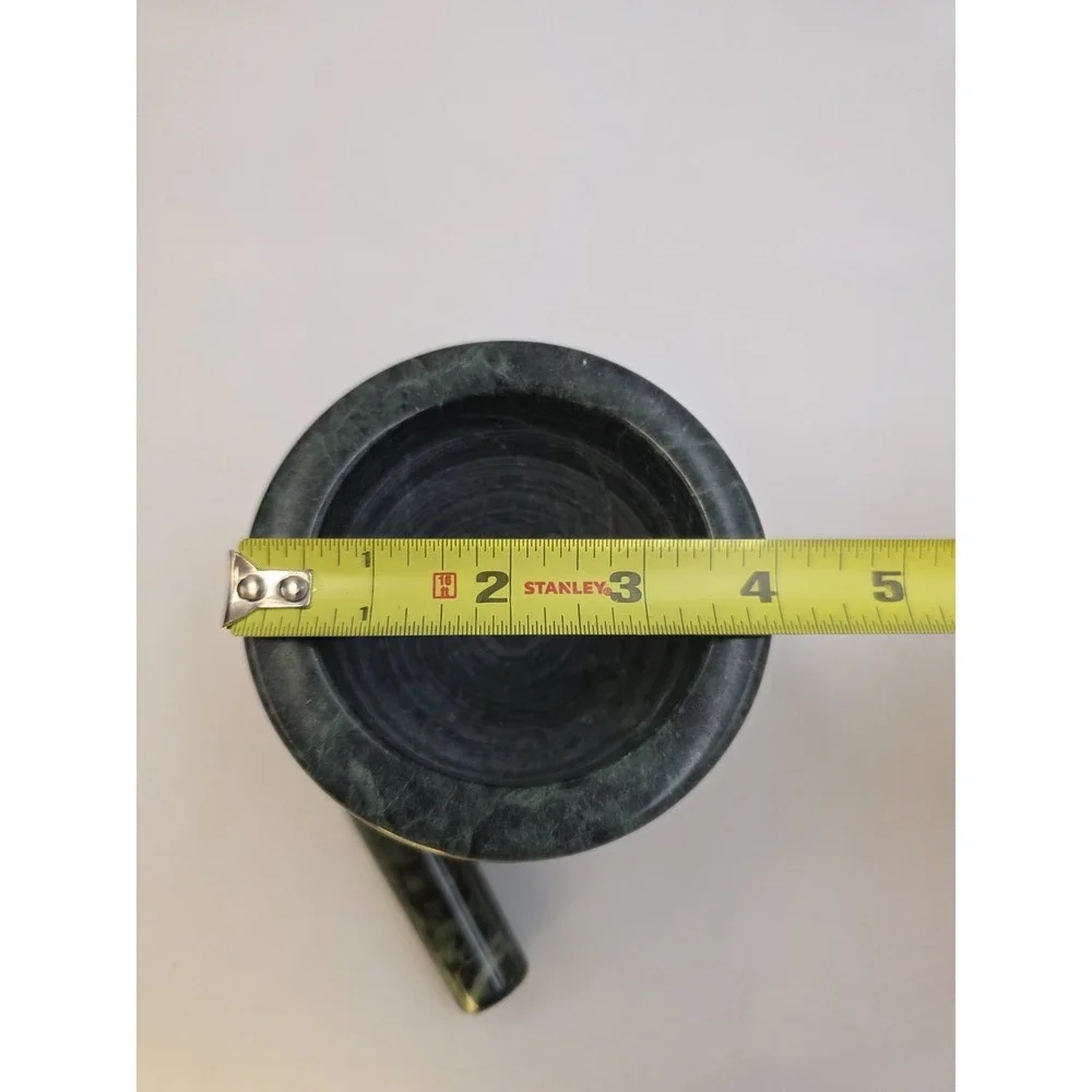 Green Marble Mortar and Pestle 4in Bowl Herb Spice‎ Grinder Stone Kitchen Decor
